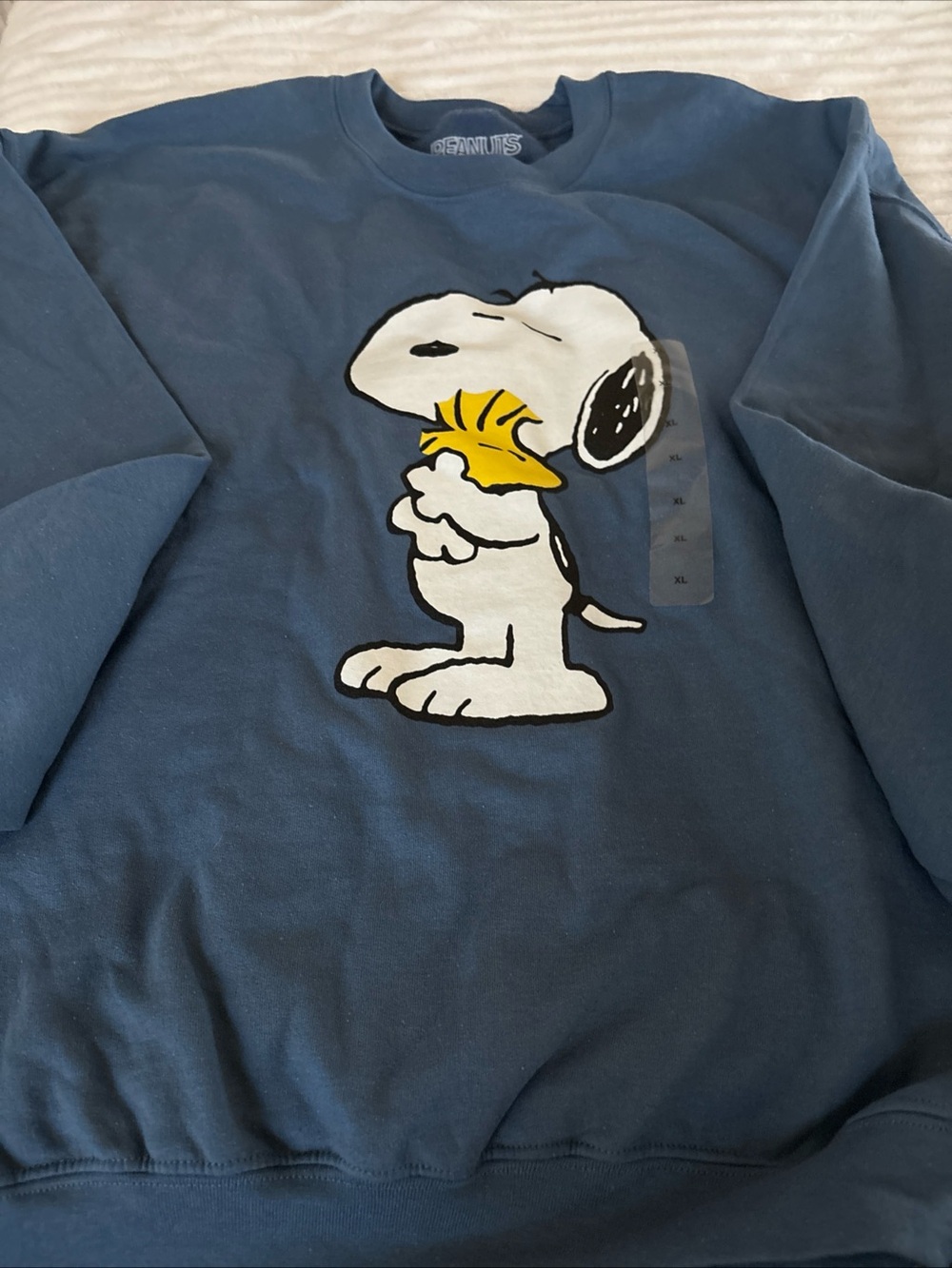 Peanuts Blue Crewneck Sweatshirt with Snoopy & Woodstock Graphic XL New With Tag - Picture 10 of 10